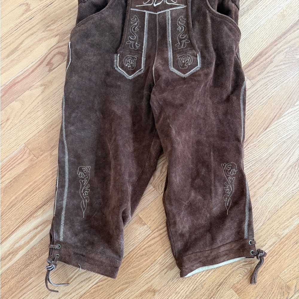 Bavaria Trachten German lederhosen men short dark brown authentic - Picture 3 of 10